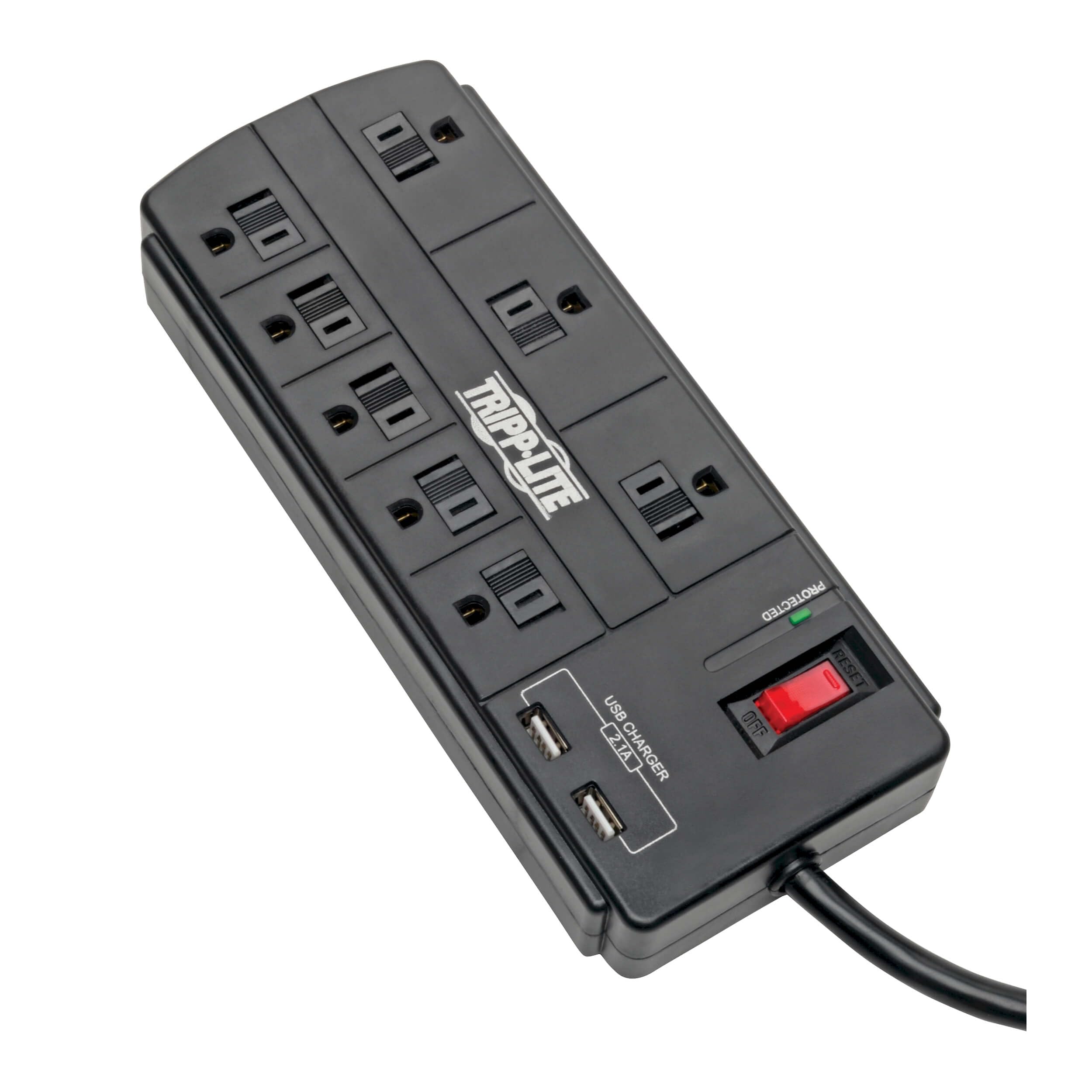 Tripp Lite Surge Protector with USB Charging, 8 Outlet Surge Protector Power Strip, 2 USB Charge Ports, 8ft Cord