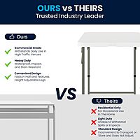 Flash Furniture 4' Rectangular Plastic Folding Event Table with Adjustable Legs and Carrying Handle, Bi-Fold Portable Banquet Table for Indoor/Outdoor Events, White