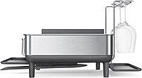 simplehuman Large Capacity Dish Drying Rack with Stainless Steel Frame, 360º Easy Drain Swivel Spout