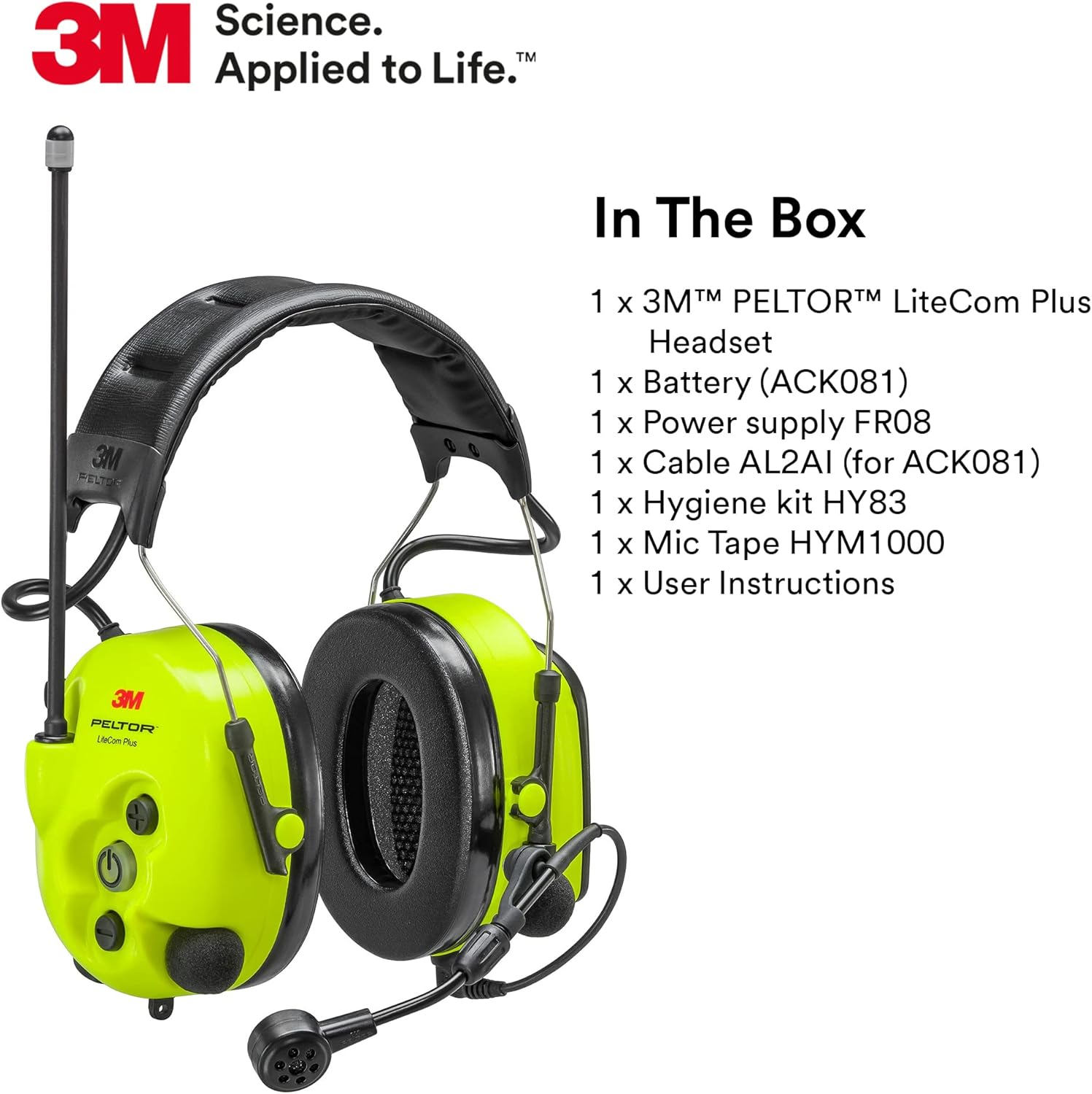 3M PELTOR LiteCom Plus Headset MT73H7A4610NA, Headband Style Hearing Protection, 2-Way Radio