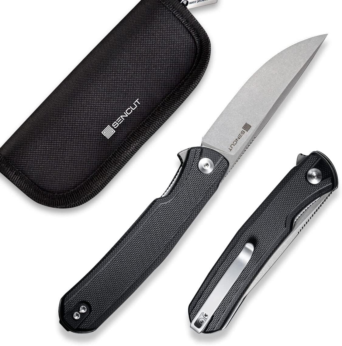 SENCUT Scitus Pocket Folding Knife for EDC, Design by Ostap Hel, Liner Lock Knife with Deep Carry Clip