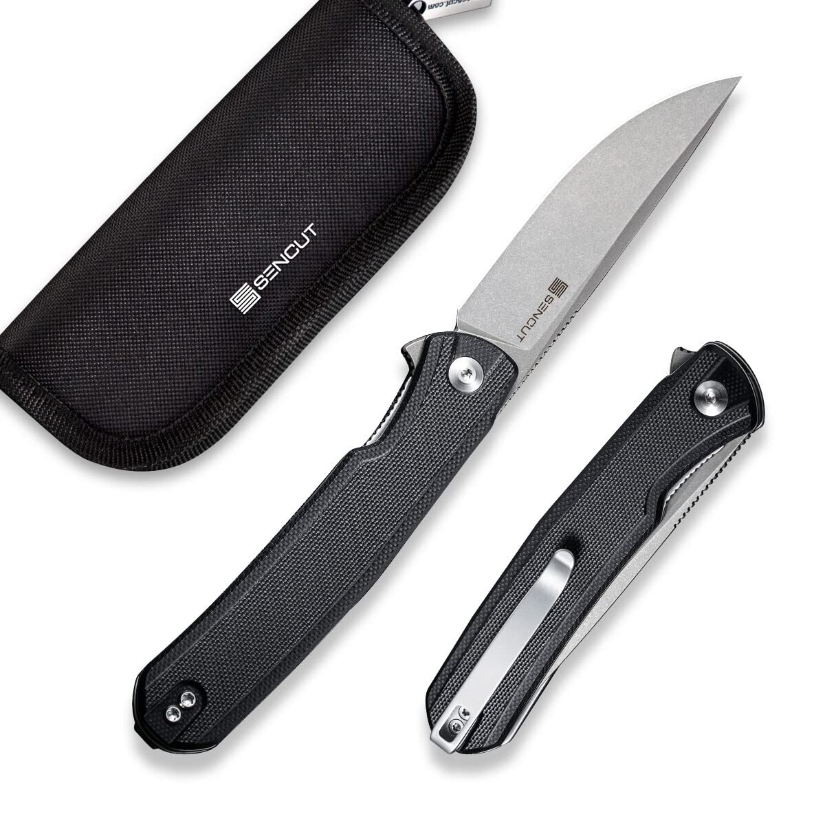 SENCUT Scitus Pocket Folding Knife for EDC, Design by Ostap Hel, Liner Lock Knife with Deep Carry Clip