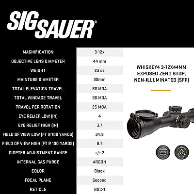 SIG SAUER WHISKEY4 Riflescope with Illuminated Hellfire Reticle