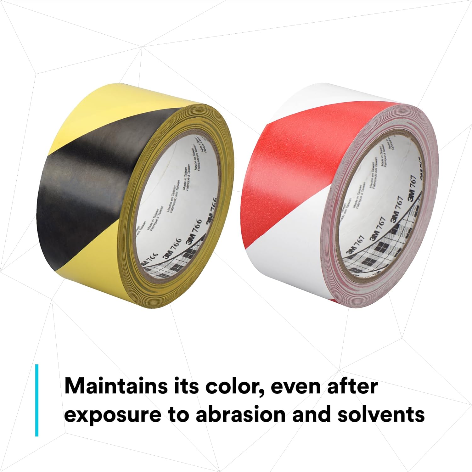 3M Striped Hazard Warning Tape 767 - High Visibility Vinyl Caution Tape for Floors, Walls and Pipes - 2' x 36 yards, 5 Mil