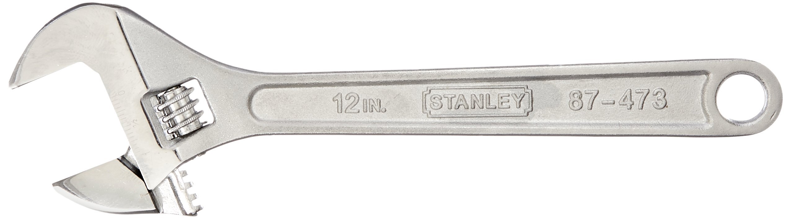 Stanley 12in Adjustable Wrench - 12in Length - Chrome - Chrome Vanadium Steel - Rust Resistant, Lanyard Hole