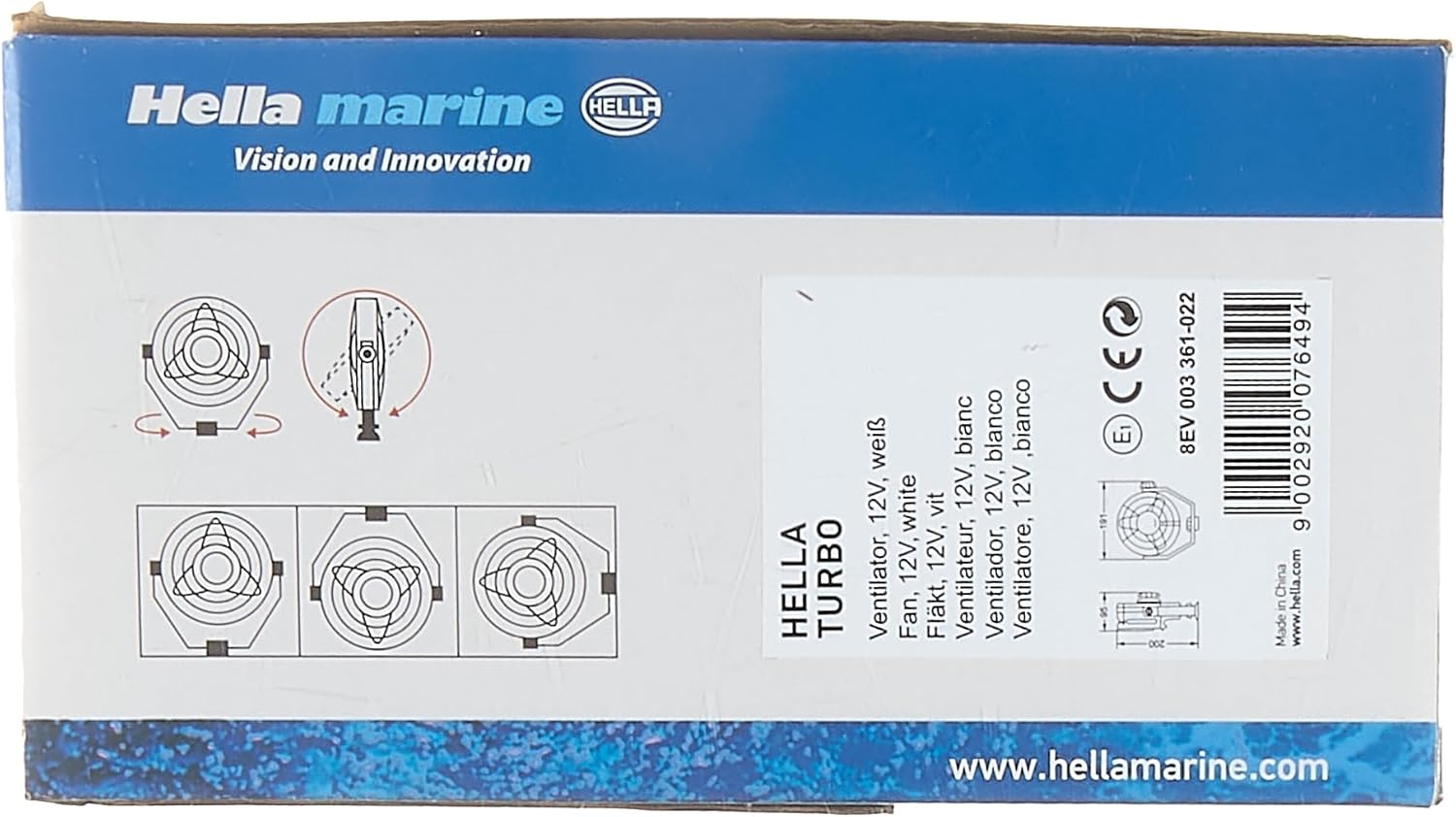 Hella 003361022 '3361 Series' 12V DC 2 Speed Turbo Fan with White Housing