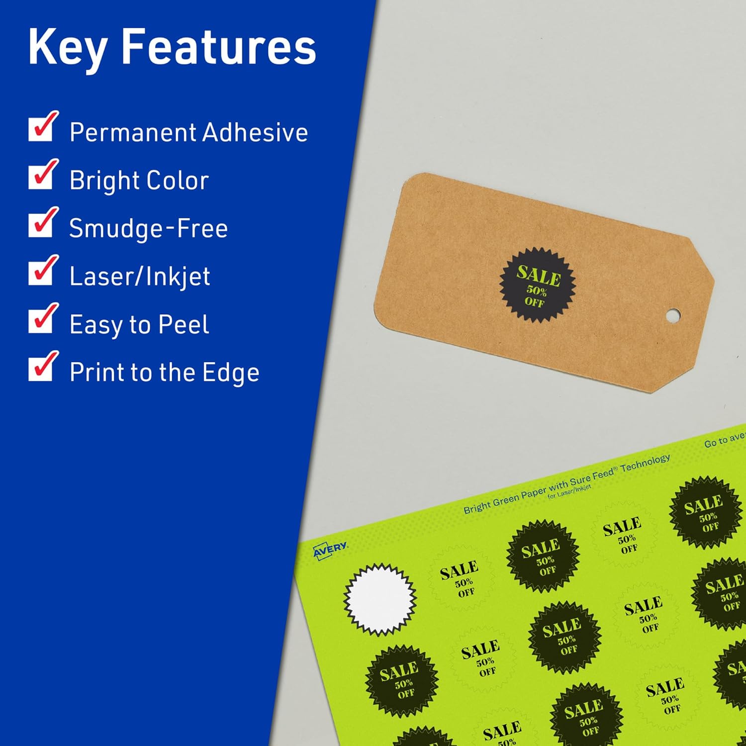 AVERY Printable Starburst Labels with Sure Feed Technology