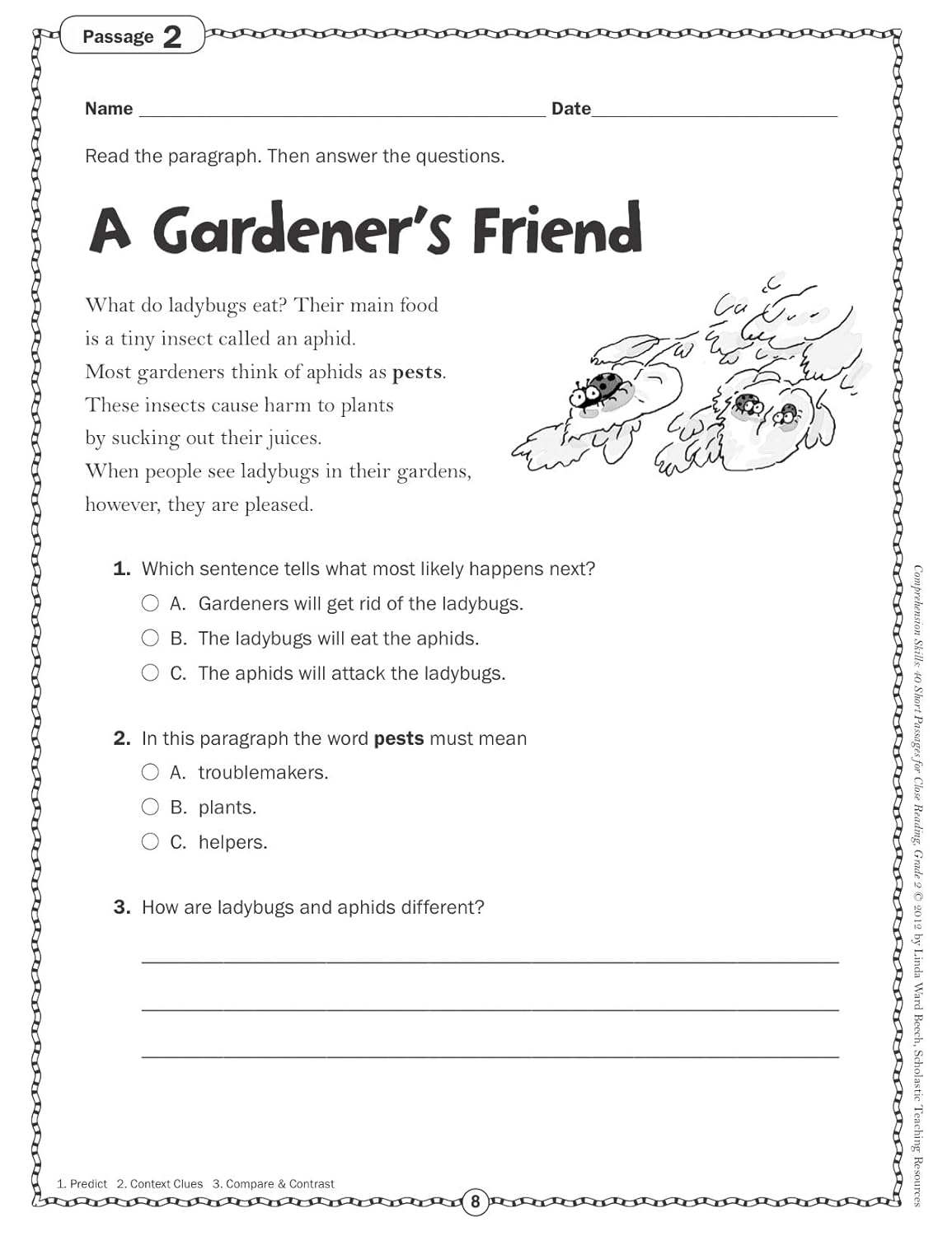 Comprehension Skills: 40 Short Passages for Close Reading: Grade 2