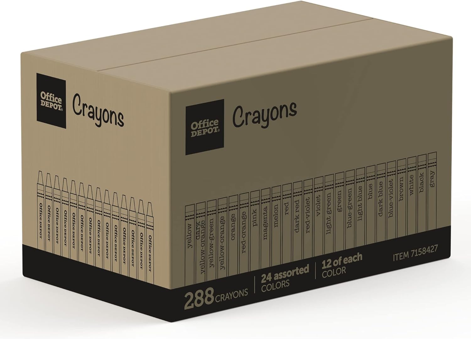 Office Depot® Brand Crayons Assorted, 24 Colors, 12 Crayons Of Each Color, Box Of 288