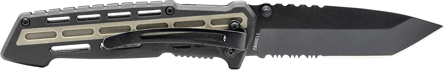 Smith & Wesson M&P AR Overmold 8.2in High Carbon S.S. Folding Knife with 3.5in Serrated Tanto Blade and Rubber Handle