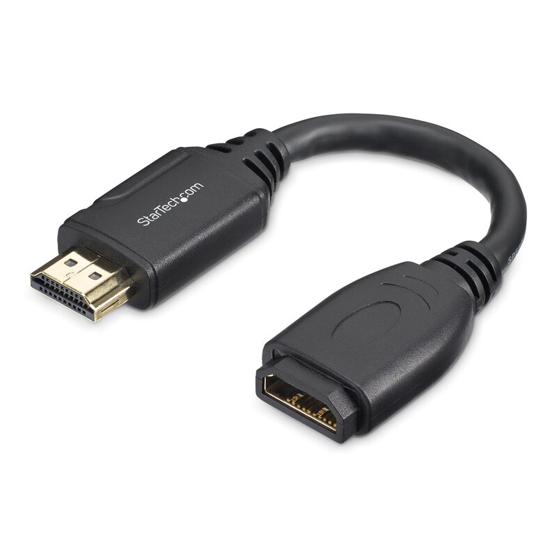 StarTech.com 6in High Speed HDMI Port Saver Cable with 4K 60Hz - Short HDMI 2.0 Male to Female Adapter Cable - Port Extender (HD2MF6INL)