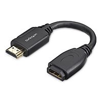 StarTech.com 6in High Speed HDMI Port Saver Cable with 4K 60Hz - Short HDMI 2.0 Male to Female Adapter Cable - Port Extender (HD2MF6INL)