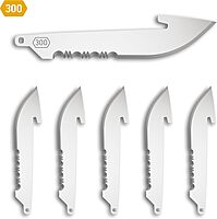 OUTDOOR EDGE 3.0" Drop-Point with Serrations Blade Pack (Black, 6 Blades), Compatibility Blade Code 300 Stainless Drop Point Serrated 6-Pack