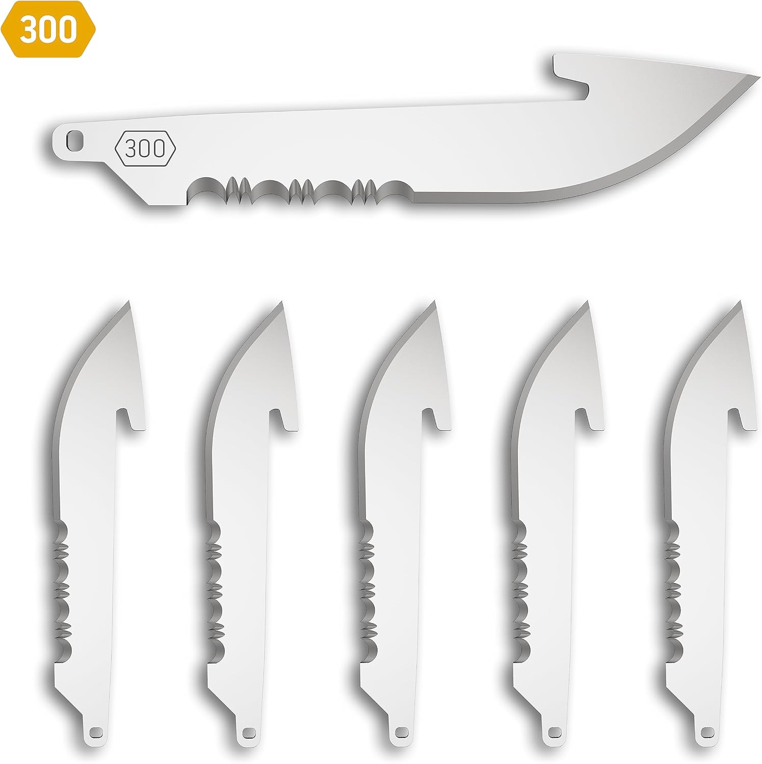 OUTDOOR EDGE 3.0" Drop-Point with Serrations Blade Pack (Black, 6 Blades)