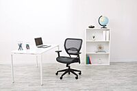 SPACE Seating Professional AirGrid Dark Back and Padded Black Eco Leather Seat, 2-to-1 Synchro Tilt Control, Adjustable Arms and Tilt Tension with Nylon Base Managers Chair