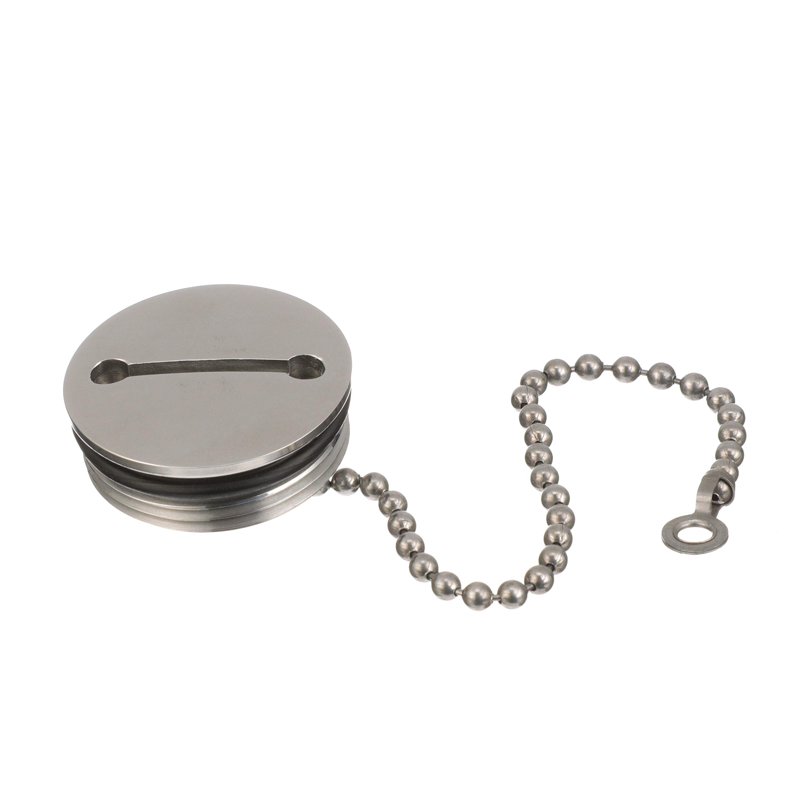Attwood 66074-3 Stainless Steel Deck Fill Replacement Cap & Chain fits 3.0” Flange