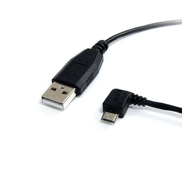 StarTech.com 3 ft / 91cm Micro USB Cable - A to Left Angle Micro B - USB Type A - 90 Degree Micro-USB Type B (M) - Black (UUSBHAUB3LA)
