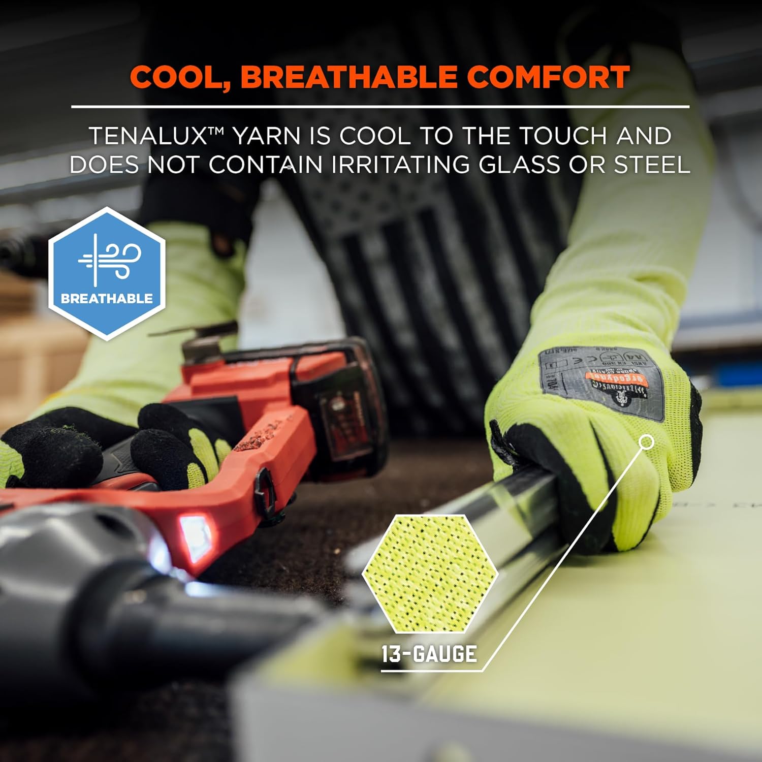 ERGODYNE ProFlex 7041 Hi-Vis Nitrile Coated Cut Resistant Gloves