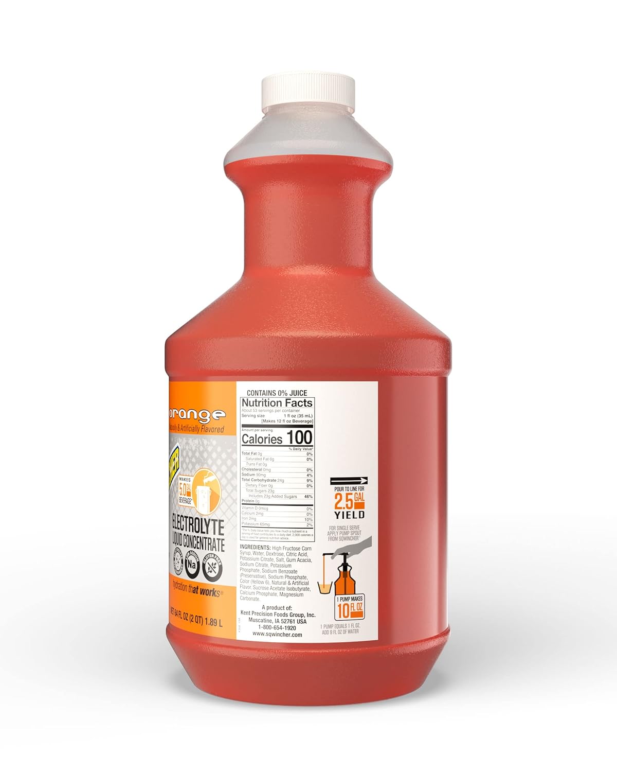 Sqwincher Liquid Concentrate, Orange, 64 fl oz (Pack of 6)