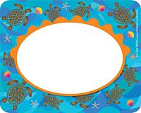 Barker Creek Name Badges & Self-Adhesive Labels, Kai Ola Sea Life, Multi-Design, Multi Purpose, Use as Name Tags, Gift Tags, Labels, Bookplates, and More! 3.5" x 2.75", 45 per Pkg (1535)