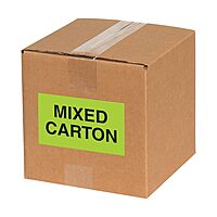 Aviditi Tape Logic 3" x 5" "Mixed Carton" Fluorescent Green Warning Sticker, 1 Roll of 500 Labels