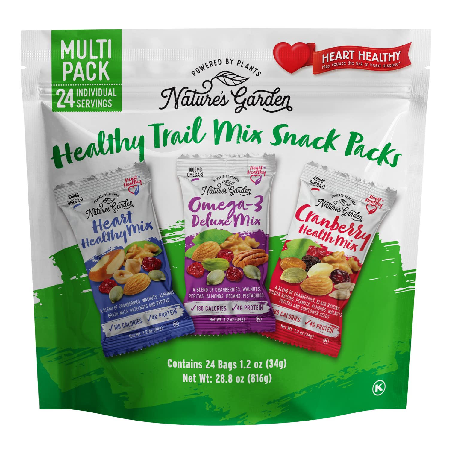 Nature's Garden Healthy Trail Mix Snack Pack (28.8 oz) Healthy Trail Mix 1.2 Ounce (Pack of 24)