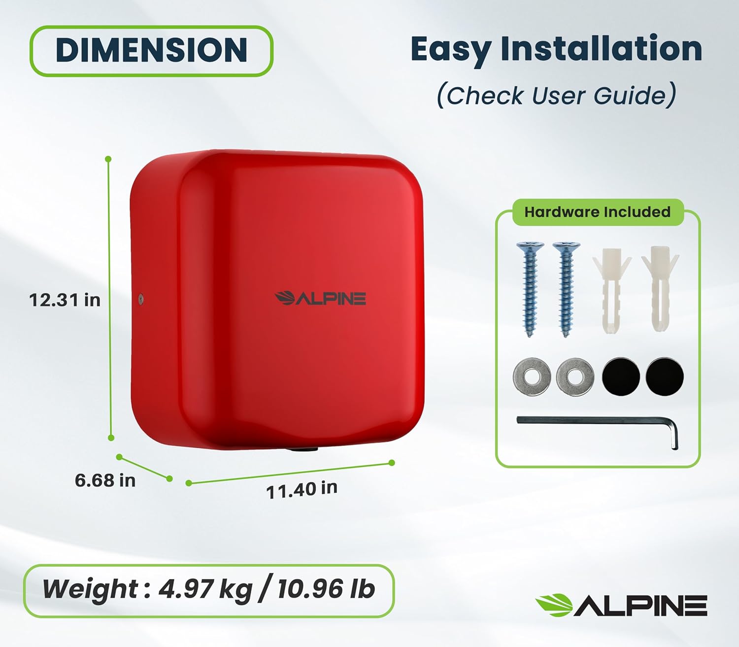 Alpine Hemlock Commercial Automatic High-Speed Stainless Steel Hand Dryer (110-120V)
