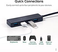 Plugable USB C to USB Adapter Hub, 4 Port USB 3.0 Hub, USB Splitter for Laptop, Compatible with Windows, MacBook Pro/Air