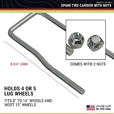 CE Smith U-Bolt Spare Tire Carrier - Zinc-Plated with Lug Nuts