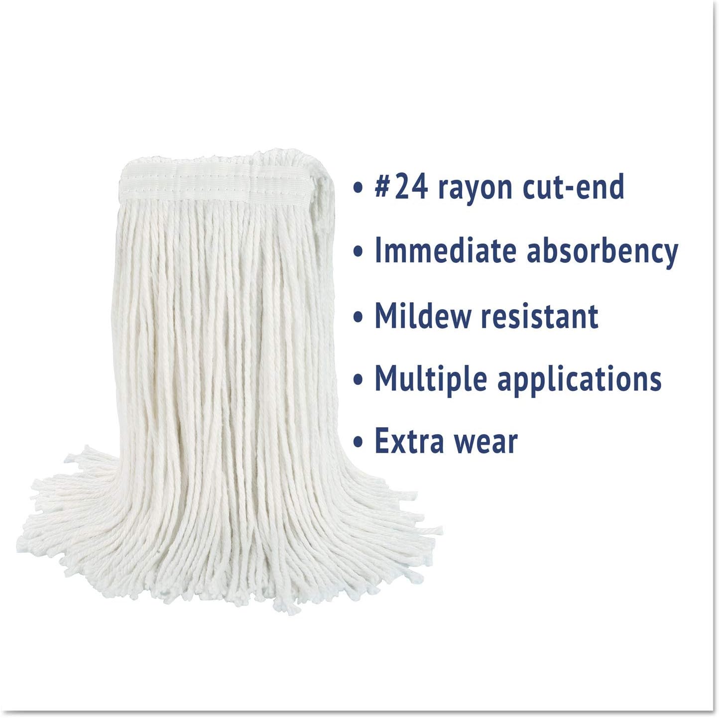 Boardwalk Cut-End Rayon Wet Mop Head, #24, White