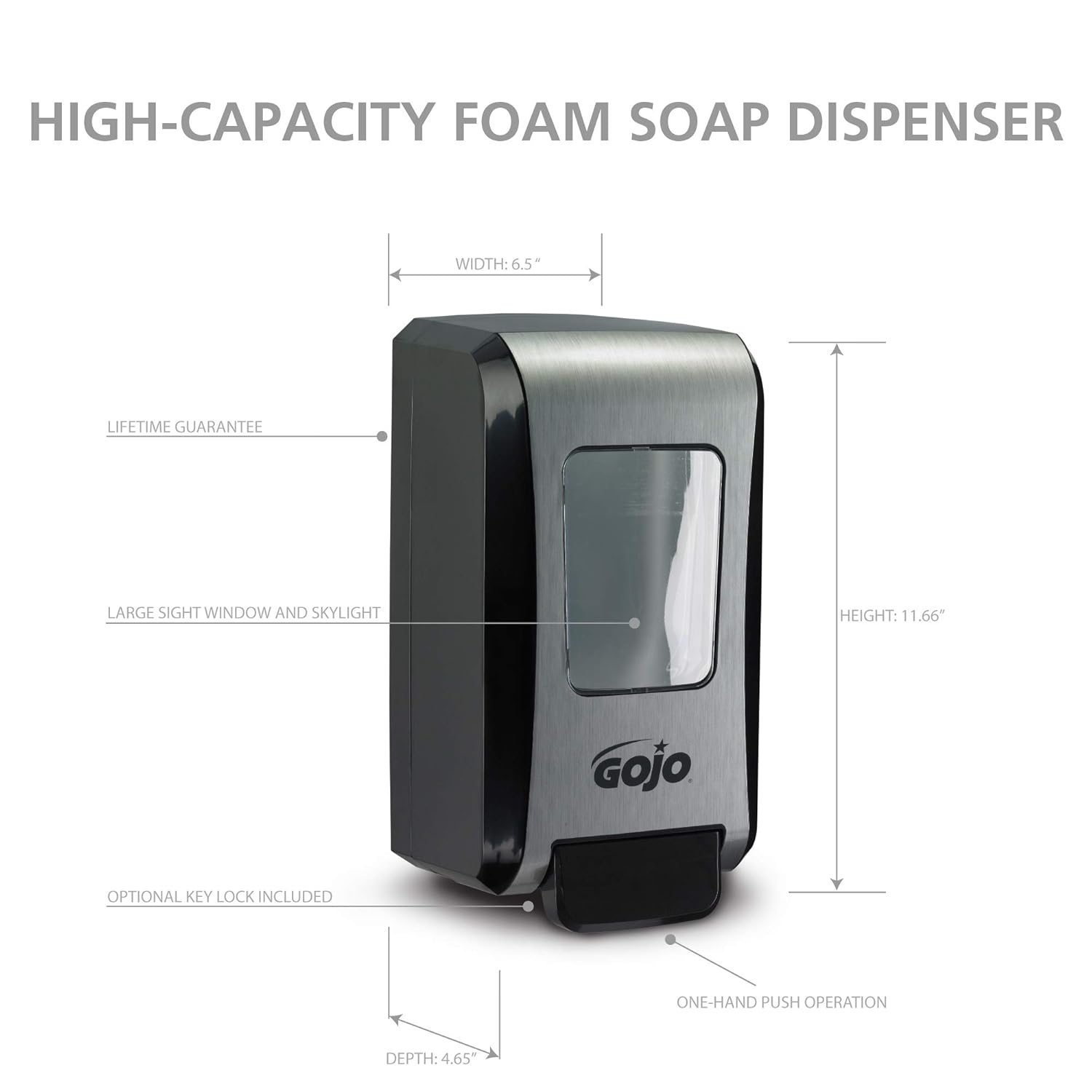 GOJO FMX-20 Push-Style Foam Soap Dispenser, 2000 mL Compatible