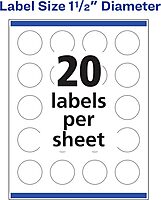 AVERY Round Labels, Sure Feed Technology, 1.5" Diameter, Glossy White