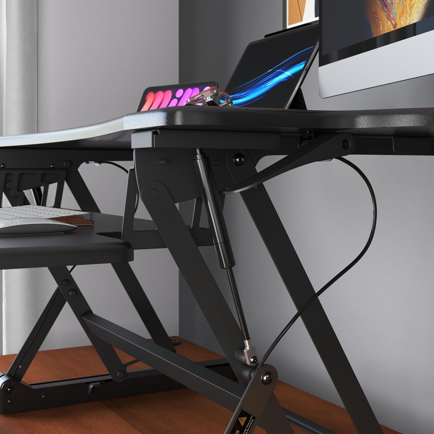 Mount-It! Height Adjustable Standing Desk Converter, Extra Large 48” Wide Tabletop for Dual Monitors