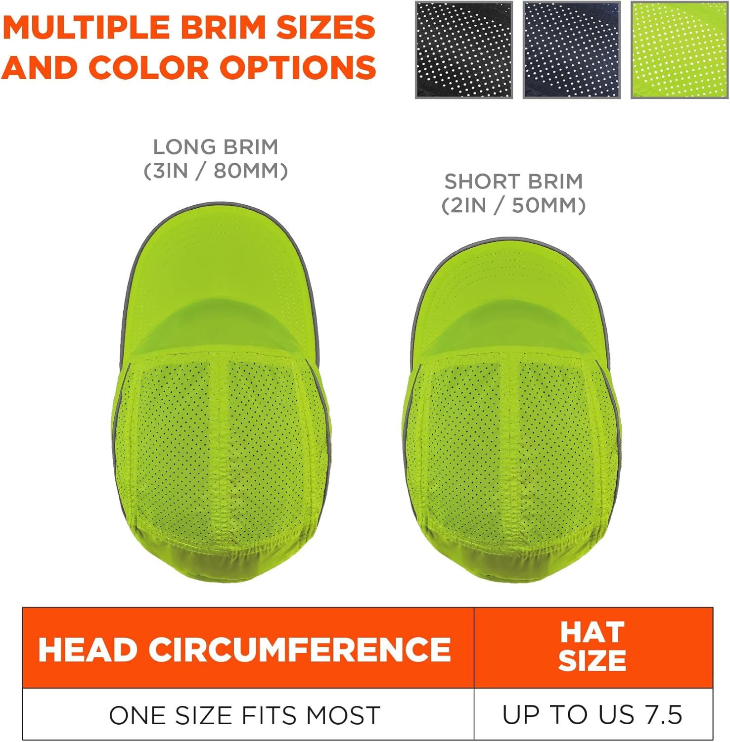 Ergodyne Skullerz 8955 Lightweight Bump Cap Hat, Baseball Style, Long Brim