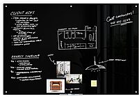U Brands Non-Magnetic Glass Dry-Erase Board, 72in X 48in, Black Surface, Frameless, Actual Size 70in X 47in (173U00-01)