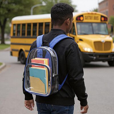 Summit Ridge Waterproof Clear Backpack with Water Bottle Holder - Stadium Approved Heavy-Duty Clear Backpack