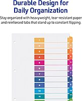 Avery Ready Index Dividers for 3 Ring Binders, Letter-Size, Multicolor, Printable Table of Contents