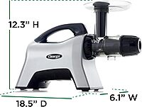 Omega Juicer NC1000HDS Juice Extractor and Nutrition System Slow Masticating BPA-FREE with Quiet Motor and Reverse Easy to Clean, 200-Watt, Silver