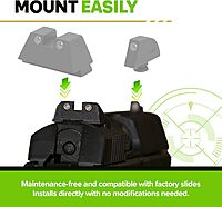 Meprolight Tru-Dot Tritium Suppressor Height Pistol Night Sights, Tritium Green Dot Front Sight