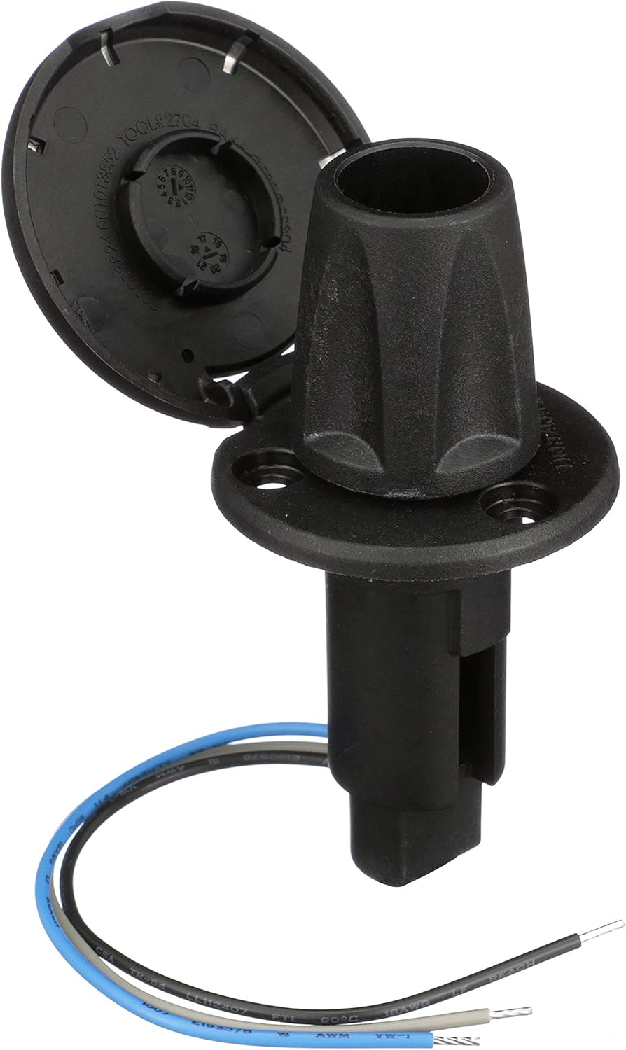 Attwood 910R3PSB-7 LightArmor™ 910R Series Round Plug-In Light Base — for All-Around Pole Light, 3-Pin, Black Stainless Cover