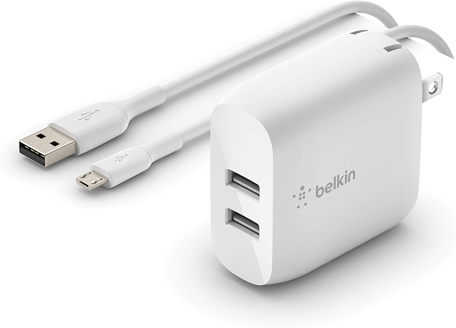 Belkin 24W Dual Port USB-A Wall Charger (Includes Cable)