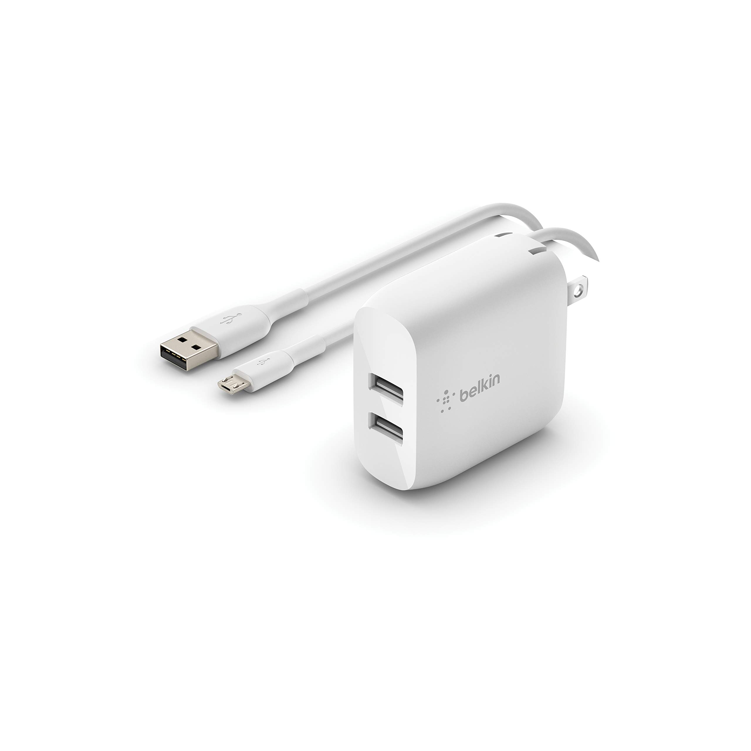Belkin 24W Dual Port USB-A Wall Charger (Includes Cable)