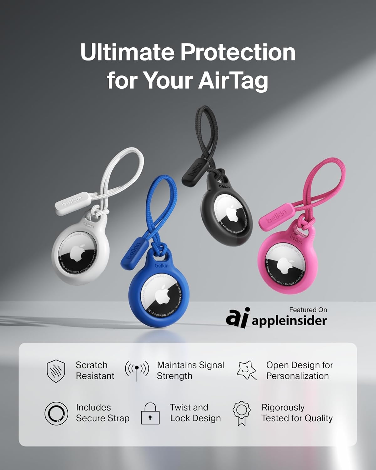 Belkin Apple AirTag Secure Holder - Protective Case & Keychain