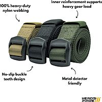 Hero's Pride Tactical EDC Belt, Law Enforcement Standard Issue, High-Grade Nylon Webbing 1.5 in