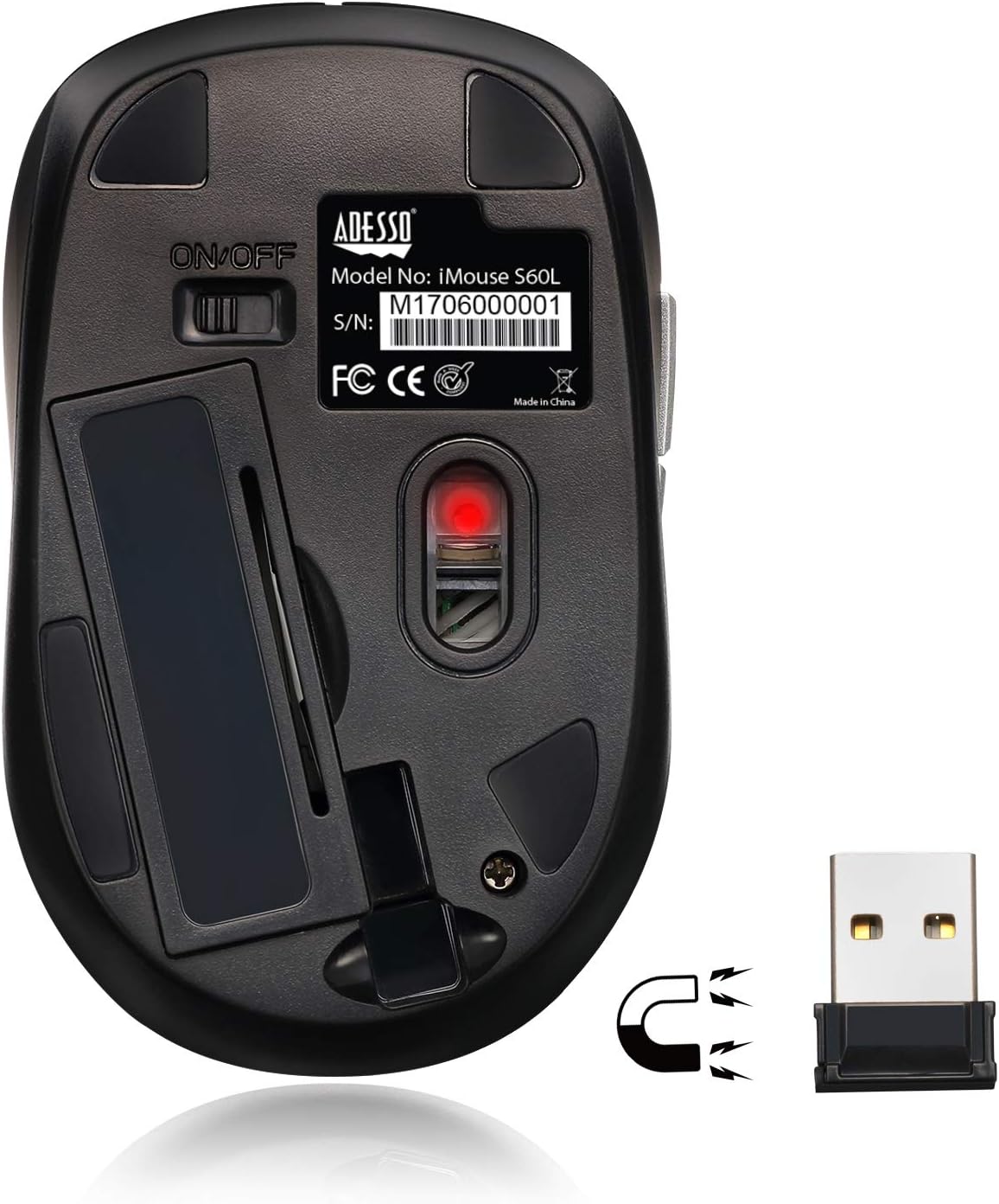 ADESSO iMouse S60 Wireless Optical Mouse with 2.4 GHz RF, Programmable Driver, Tilt-Wheel Scrolling