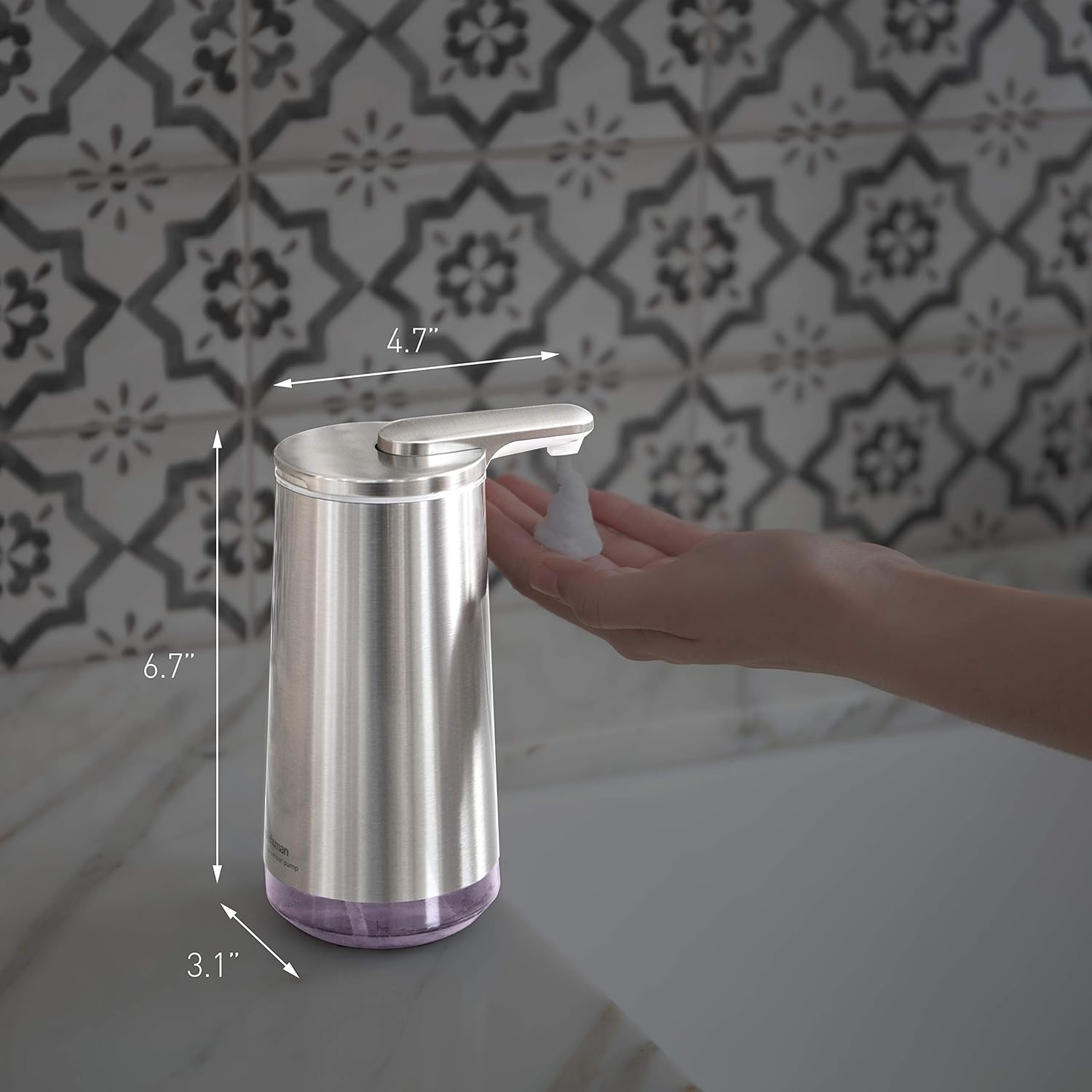 simplehuman Foam Sensor Pump Touchless Soap Dispenser, Rechargeable, Refillable Cartridge Included