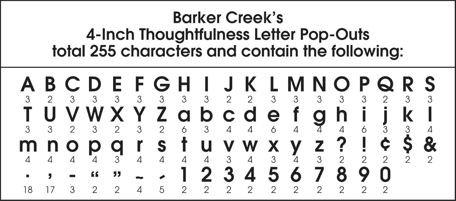 Barker Creek Letter Pop-Outs, 4" Thoughtfulness, Multicolor Designer Letters for Bulletin Boards, Breakrooms