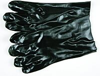 MCR Safety 6200 Single-Dipped PVC Plastic Gloves with 10-inch Gauntlet and Interlock Lining, Smooth, Black, Large, 1-Pair