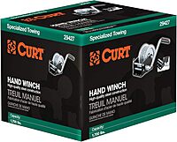 CURT 29427 Manual Hand Crank Boat Trailer Winch, 1,700 lbs Capacity, 8-Inch Handle, 5.1:1 Gear Ratio