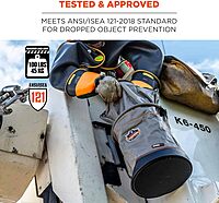 Ergodyne Arsenal 5974 Large Nylon Hoist Bucket Tool Bag - Swiveling Carabiner, Zipper Top